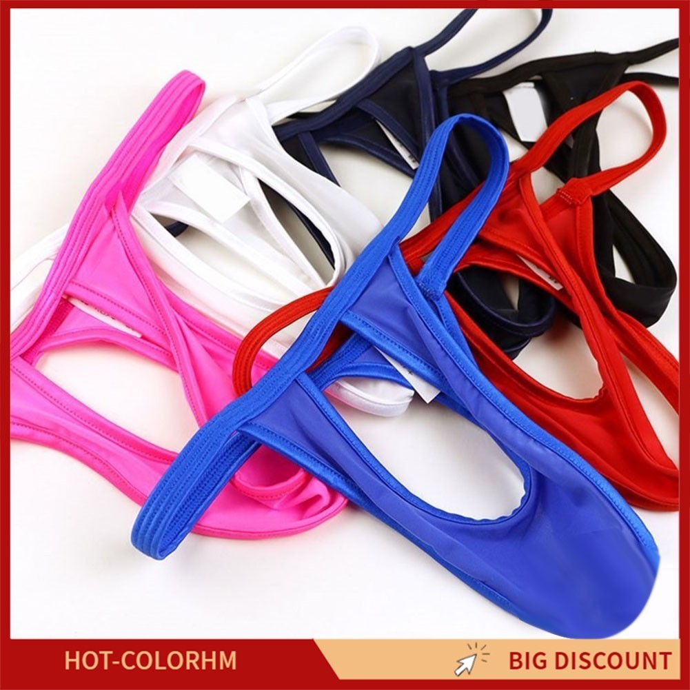 [COLORHM]ชุดชั้นในชายเซ็กซี่ลมหายใจเอวต่ํา T-back Thong เปิดกางเกงผ้าไหมน้ําแข็งกางเกง