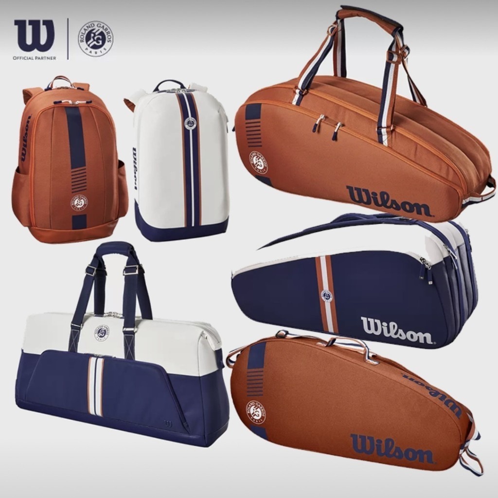 กระเป๋าเทนนิส Wilson Wilson French Net Style กระเป๋าไม้เทนนิสมืออาชีพกระเป๋าเป้สองชิ้นกระเป๋าแบดมินต