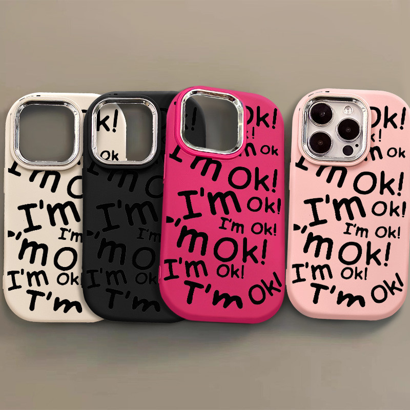 Full Screen Letter OKเคสโทรศัพท์สําหรับIPhone 15 14 13 12 11 Pro Max X XR 14Plus 13Pro XR X/XS Max 7 8 Plus SE2022 เกราะป้องกันหนาขอบโค้งมน