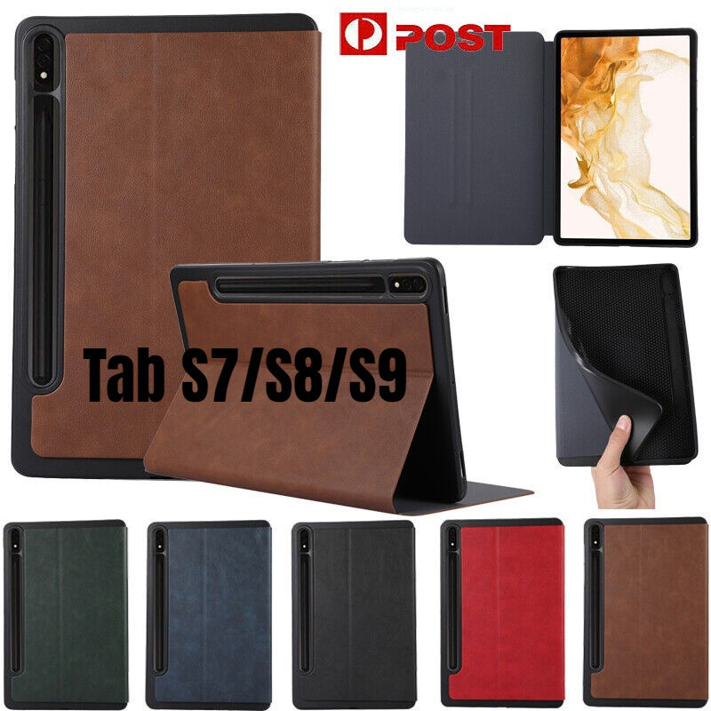 Retro กันกระแทกหนังสําหรับ Samsung Galaxy Tab S7 FE S7 S8 S9 + Plus 11.0 12.4 SM-X710 X810 SM-X816B 