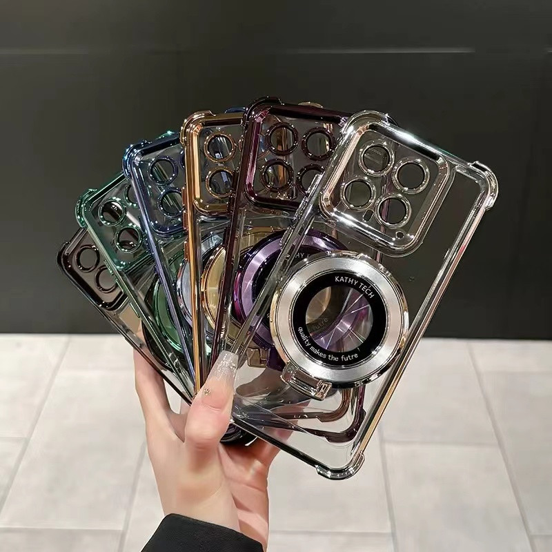สําหรับ Xiaomi 14 13 13T 12T Pro Poco C55 C40 M2 X6 F6 F5 M6 M4 M3 Pro X5 M5S เคสโทรศัพท์ผู้ถือแม่เหล็กถุงลมนิรภัยกันกระแทกเลนส์ป้องกันฟิล์มปลอกปกหลัง