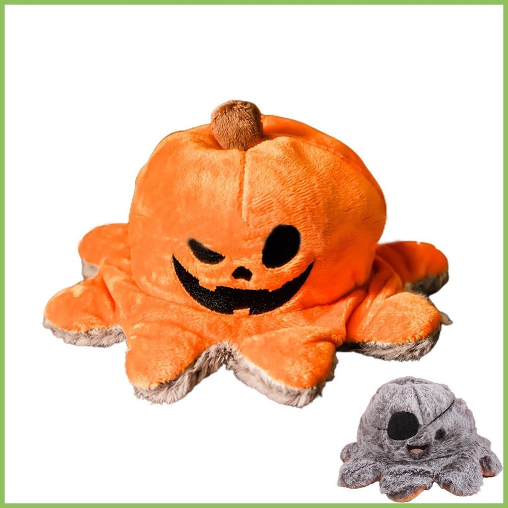 Reversible Pumpkin Plush ตุ๊กตาฟักทอง Face-changing Cute Octopus Plush Pumpkin Reversible Halloween qiazhilth