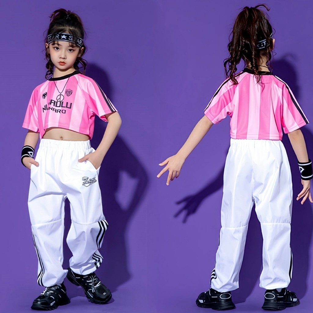 honeywears⚡️พร้อมส่ง⚡️เสื้อผ้าแขนสั้นเด็ก ลําลอง แฟชั่น เต้นรำ ฮิปฮอป สีสดใส ฤดูร้อน ไซส์ 110-150 - รูปที่ 2