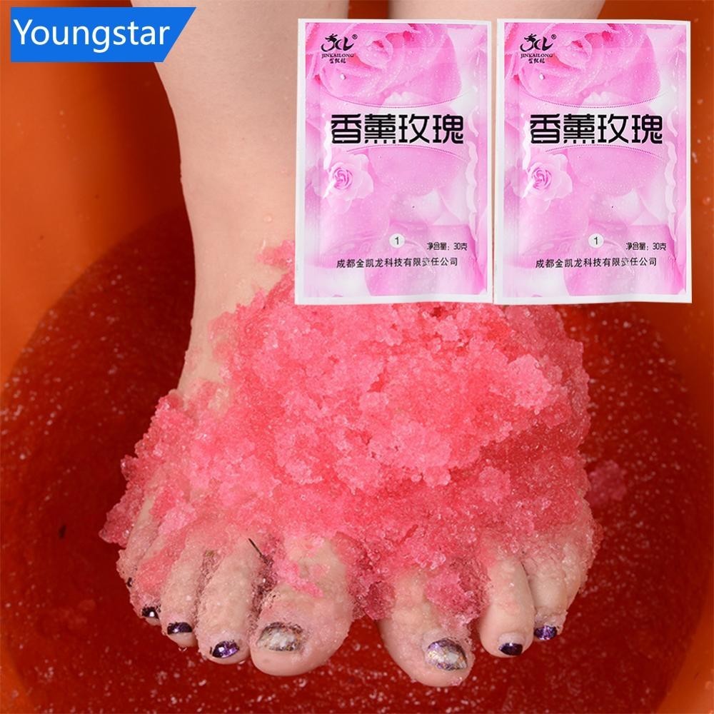 ใช่ 10ชิ้น/5เซ็ตกุหลาบฟองผงอาบน้ําเท้าคริสตัลแช่เท้าคริสตัลโคลนร่างกายเท้าเกลือสปาขัดผิวอาบน้ําโคลนสปาเล็บเท้า