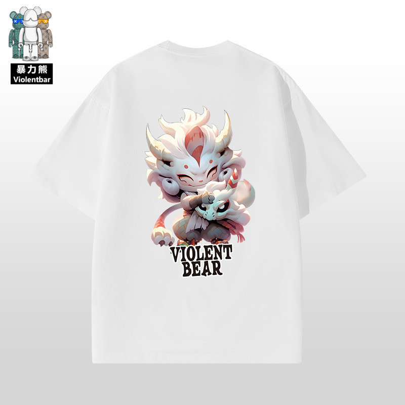 [พร้อมส่ง]【Violent Bear】Official upgrade 250 grams heavy Xin วินเทจ ชีฟอง สีขาว สไตล์ เสื้อกีฬา