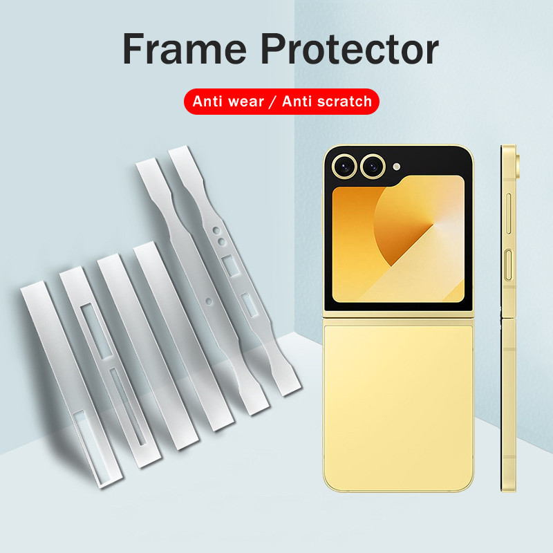 SAMSUNG กรอบป้องกันฟิล์มhydrogelใสสําหรับsamsung Galaxy Z Flip6 Flip5 Flip4 Flip3 ZFlip6 Flip 6 5 4 3 ZFlip5 5GขอบบานพับProtectorสติกเกอร์ชายแดน