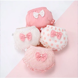 Adabaobao® ᵗʰ 4ชิ้น/เซ็ตเด็กสาวกางเกง100% ฝ้าย สบาย เอวยางยืดรูปแบบน่ารัก0-5ปีเด็กขนมปังกางเกงน่ารักกางเกงขาสั้น