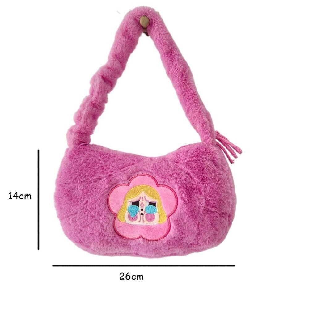 UUMIR กระเป๋าสะพาย POPMART The Powerpuff Girls Underarm Bag, Hot Sale Casual Trend Plush Handbag Lady