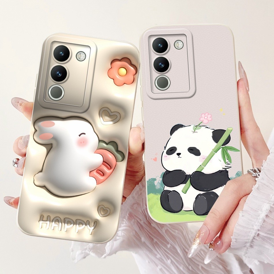 Vivo Y200 (5G) เคสป้องกันเลนส์ VivoY200 Y 200 5G น่ารักแพนด้ากระต่ายดอกไม้การ์ตูนซิลิโคนอ่อนนุ่มเคสโทรศัพท์