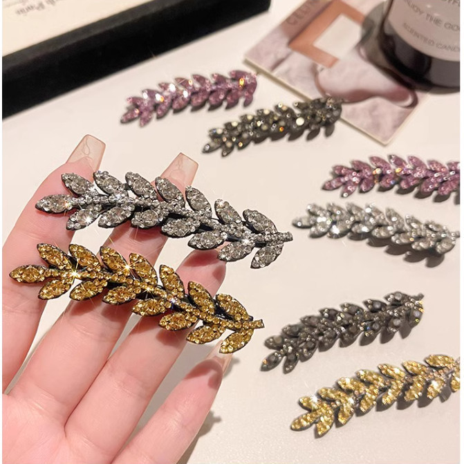 ชุดกิ๊บติดผมหูข้าวสาลี Rhinestone ประกายสําหรับผู้หญิงขั้นสูง Rhinestone Bang BB คลิปแฟชั่นกิ๊บเงา
