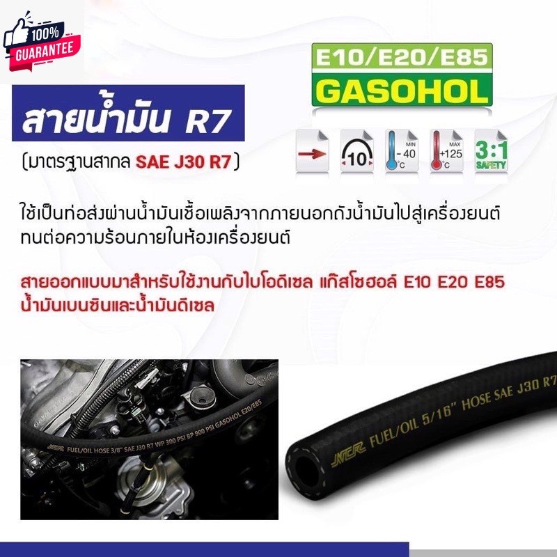 สายน้ำมันนอกถังแท้ R7 NCR รุ่นใหม่ price/เมตร รองรั เนซิน ดีเซล แก๊สโซฮอล์