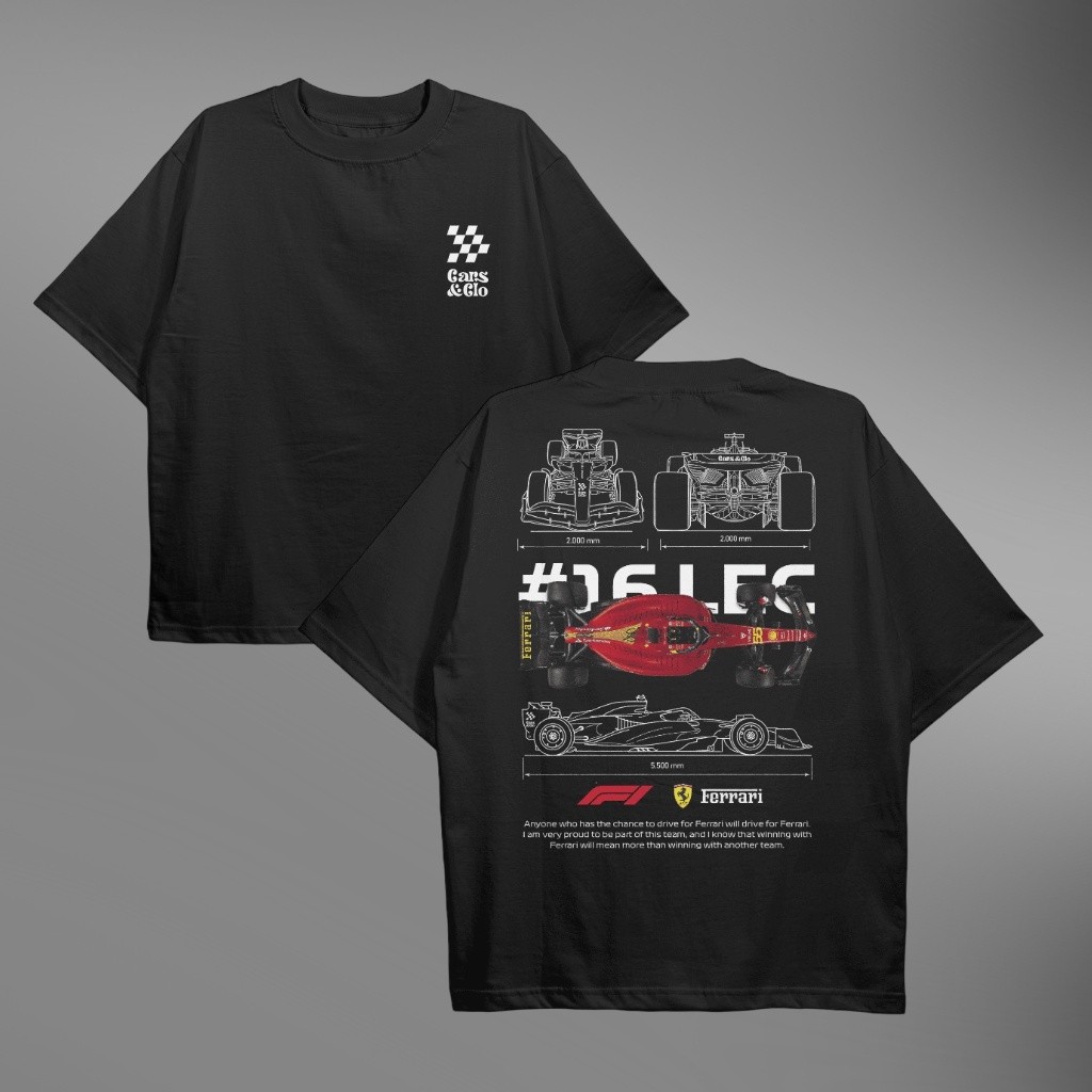F1 Ferrari Blueprint T-Shirt  /ผู้ชายและผู้หญิงรุ่นหลวมพิมพ์แขนสั้นแฟชั่นเรียบง่ายผ้าฝ้ายสะดวกสบาย