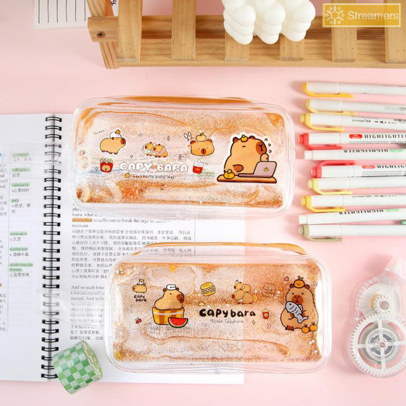 {Streamers} Portable al Pen Bag Capybara Pencil Case School Office Supplies Student Stationery Pen Storage Bag New