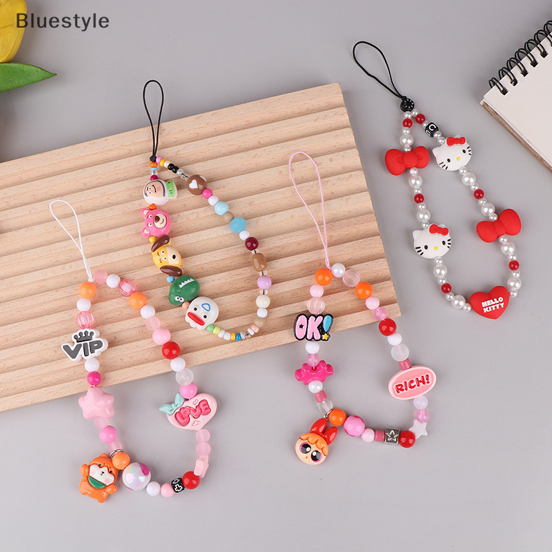 Bluestyle หวาน Anti-Drop โทรศัพท์มือถือโซ่อะคริลิคการ์ตูนโทรศัพท์แขวนสําหรับหญิงสาวโทรศัพท์ Chain สายรัดข้อมือเครื่องประดับใหม่