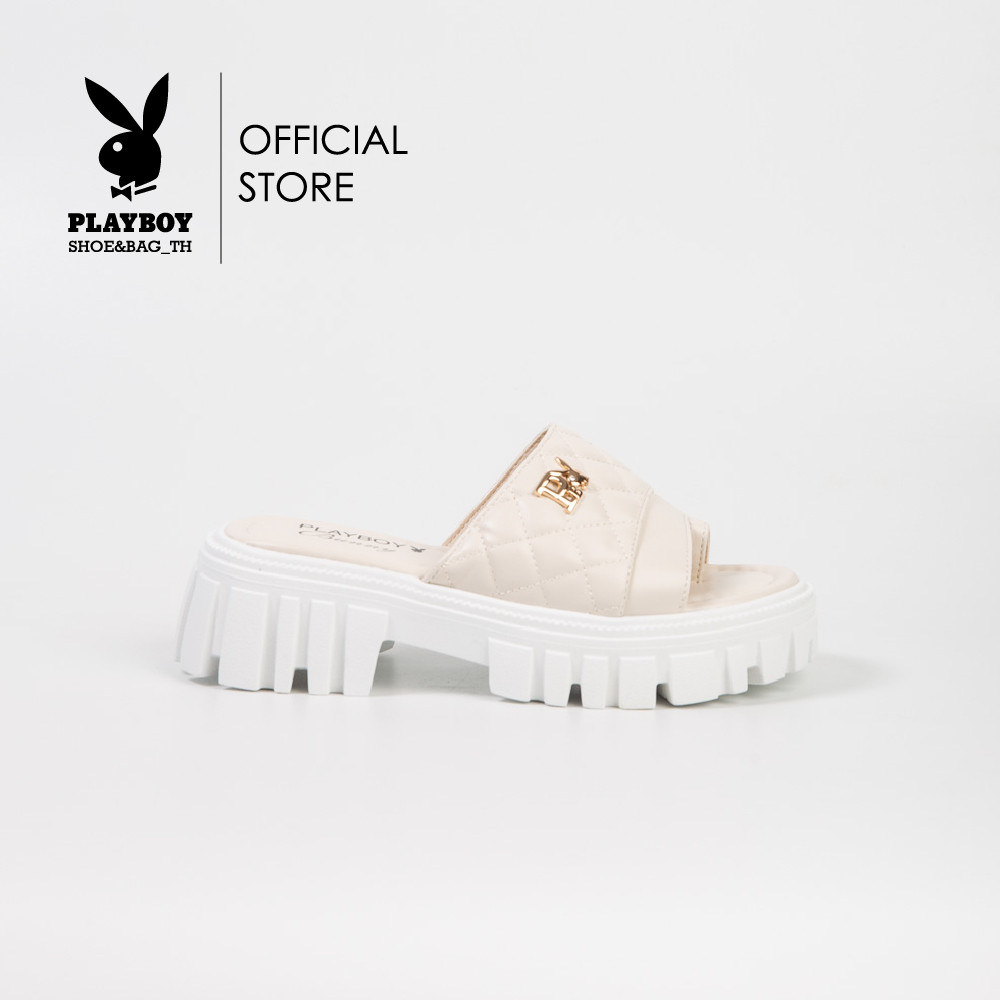 Playboy รองเท้าแตะ ลิขสิทธิ์แท้ รุ่น ST-HS243C113 ดีไซน์เย็บนวมแบบสวม มี 2 สี สีครีมและสีน้ำตาล