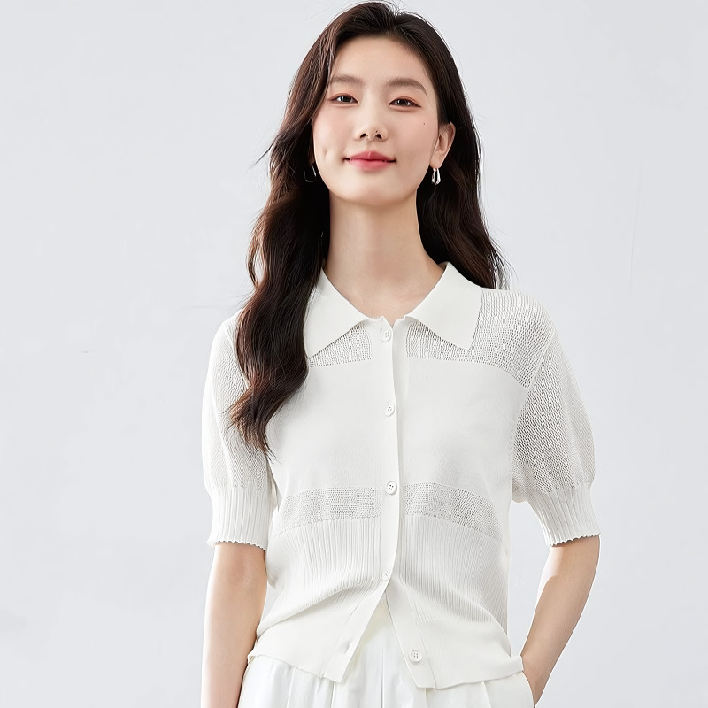 Suysuy พร้อมส่ง เสื้อยืด ไหมพรม แขนสั้น คอปก งานผ้าร่อง ทรงน่ารัก สีพื้น สไตล์ลำลอง ผ้านุ่มนิ่ม ใส่สบายระบายอากาศ