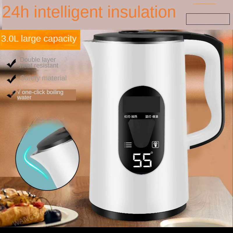 3L Constant Temperature Electric Kettle LED Display Smart Boiling Thermal Water Kettle Portable Tea 