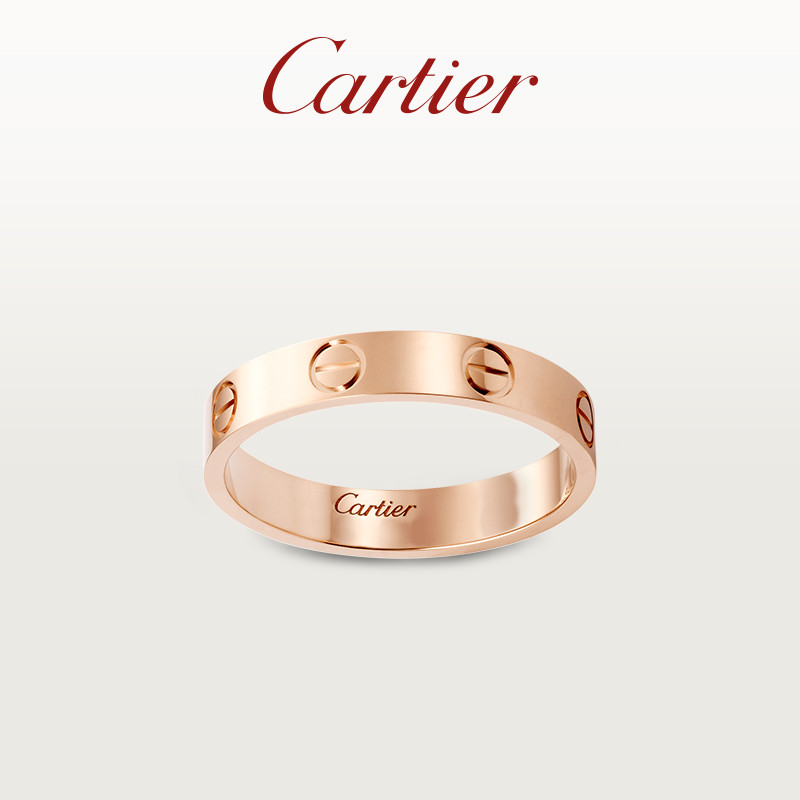 [พร้อมกล่อง] Cartier Cartier LOVE Series Ring Rose Gold Gold White Gold รุ่นแคบแหวนคู่ [ถุงของขวัญ]