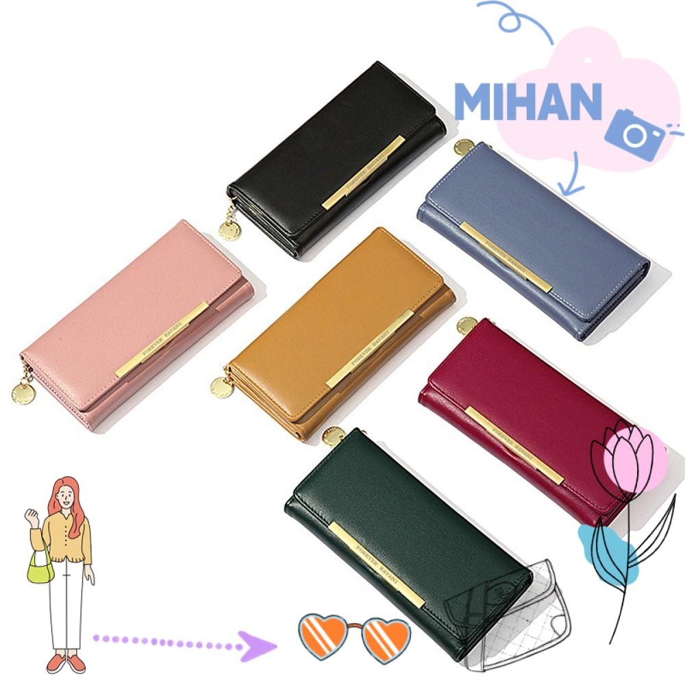 เดือน กระเป๋าคลัทช์ซิป,แบบพกพาสีทึบกระเป๋าใส่เหรียญแบบเรียบง่าย,หนัง ปู่ ทนทานความจุขนาดใหญ่ผู้หญิงซิปกระเป๋าสตางค์หญิง