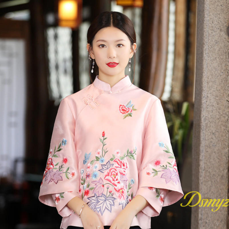 Cheongsam Tops เย็บปักถักร้อยเสื้อหลวมผู้หญิง Plus ขนาด CNY ตรุษจีน Hanfu Cheong sam เสื้อ新年衣 服2025 年妈妈妈装z7223
