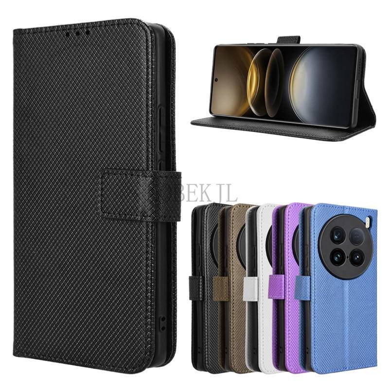 VIVO X100 Ultra X100Ultra Case Flip Diamond PU Leather Magnetic Wallet Card Slot Stand Phone Case Ba