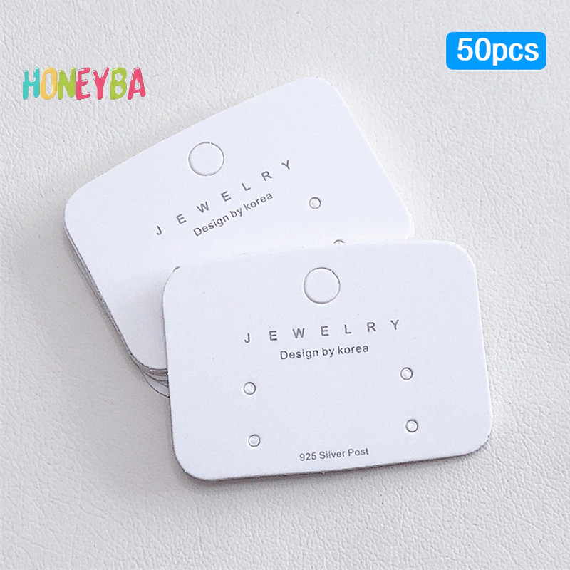 <Honeyba> 50 ชิ้น Minimalist สีขาวกระดาษแข็งกระดาษบรรจุการ์ดต่างหูบรรจุการ์ดแสดง DIY ต่างหูสตั๊ดขายปลีกราคาป้าย Nice