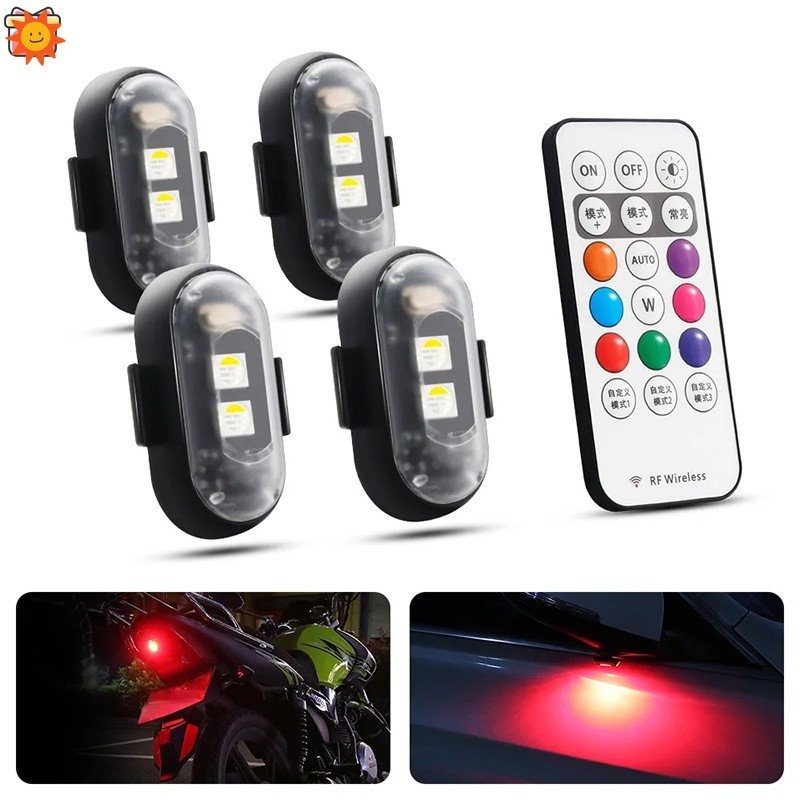 รถจักรยานยนต์ LED ไฟเตือน Universal Mini สัญญาณ Drone พร้อม Controller Strobe Light 7 สีตัวบ่งชี้ควา