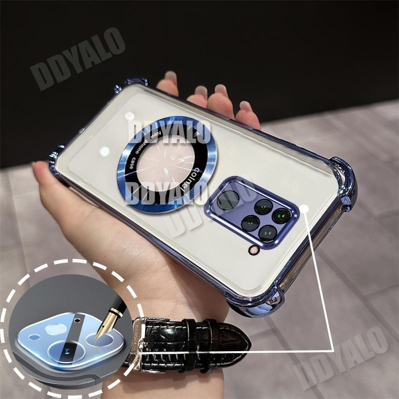 Airbag + ฟิล์มเลนส์casing สําหรับ Redmi note 9 เคสโทรศัพท์แบบนุ่ม แม่เหล็กดูดที่แข็งแกร่ง โปร่งใส กันกระแทก Clear ฝาหลัง