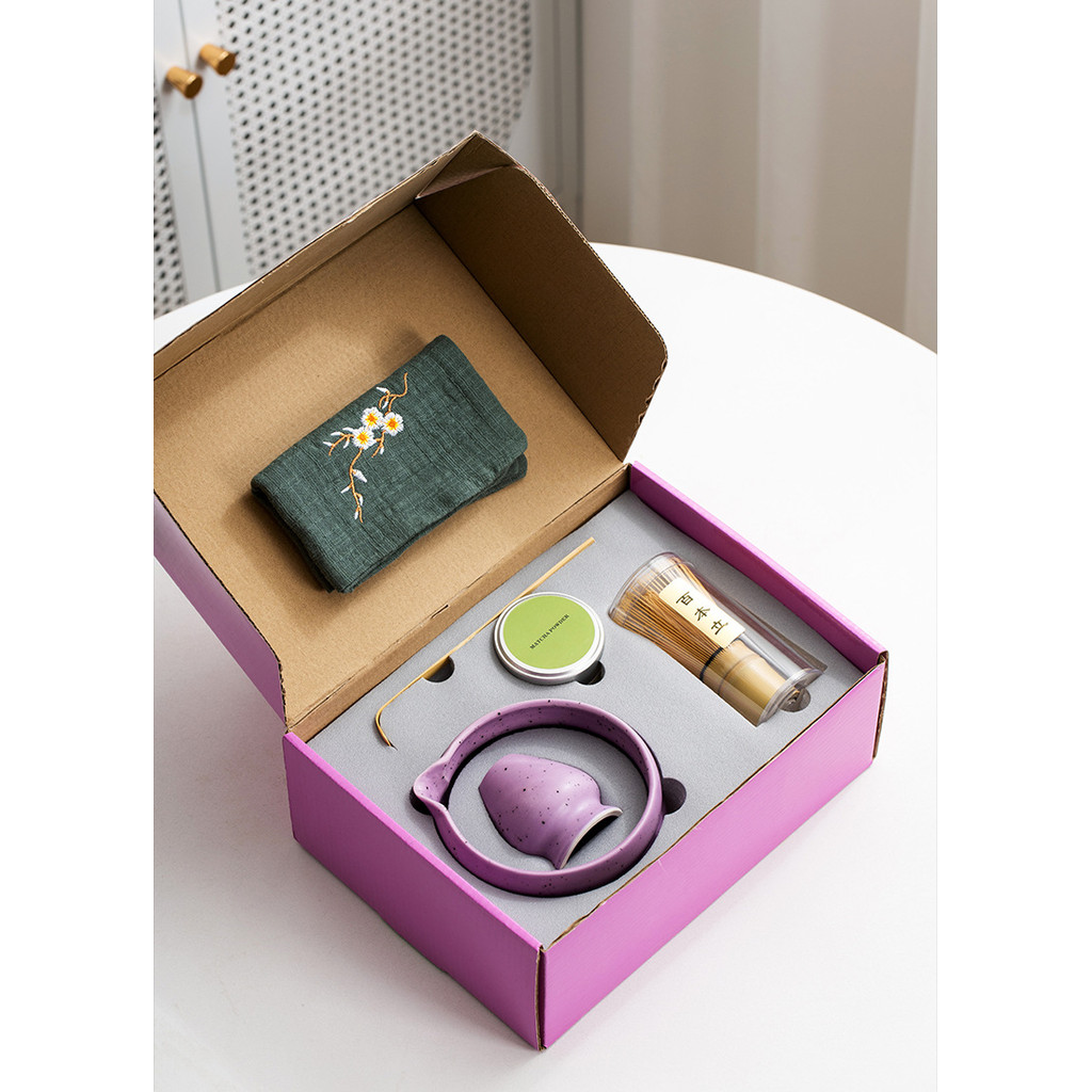 ชุดน้ำชามัทฉะสไตล์ญี่ปุ่นสีมัทฉะพร้อมกระป๋องผงชาชามมัทฉะพร้อมปากกล่องของขวัญ anro - รูปที่ 4