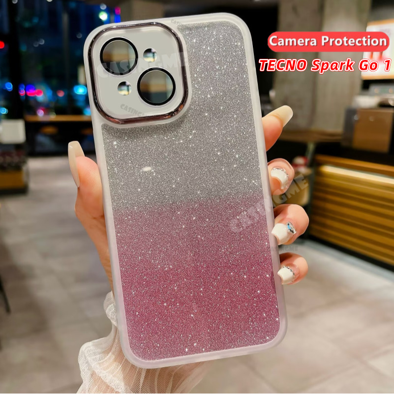 Tecno Spark Go 1 Bling Glitter Soft Casing สําหรับ TECNO Spark Go 1 SparkGO1 GO1 1GO 4G 5G 2024 ซิลิโคนนุ่มโปร่งใสเคสโทรศัพท์กล้องเลนส์ป้องกันกันกระแทกปกหลัง