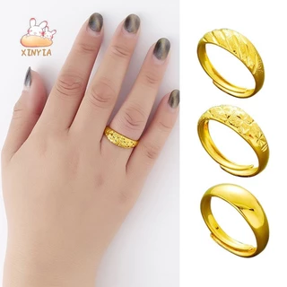 คลาสสิกทองเหลืองเครื่องประดับแหวนผู้ชายผู้หญิง 24K Gold Plated สี Retention เปิดแหวนXINYIA.TH
