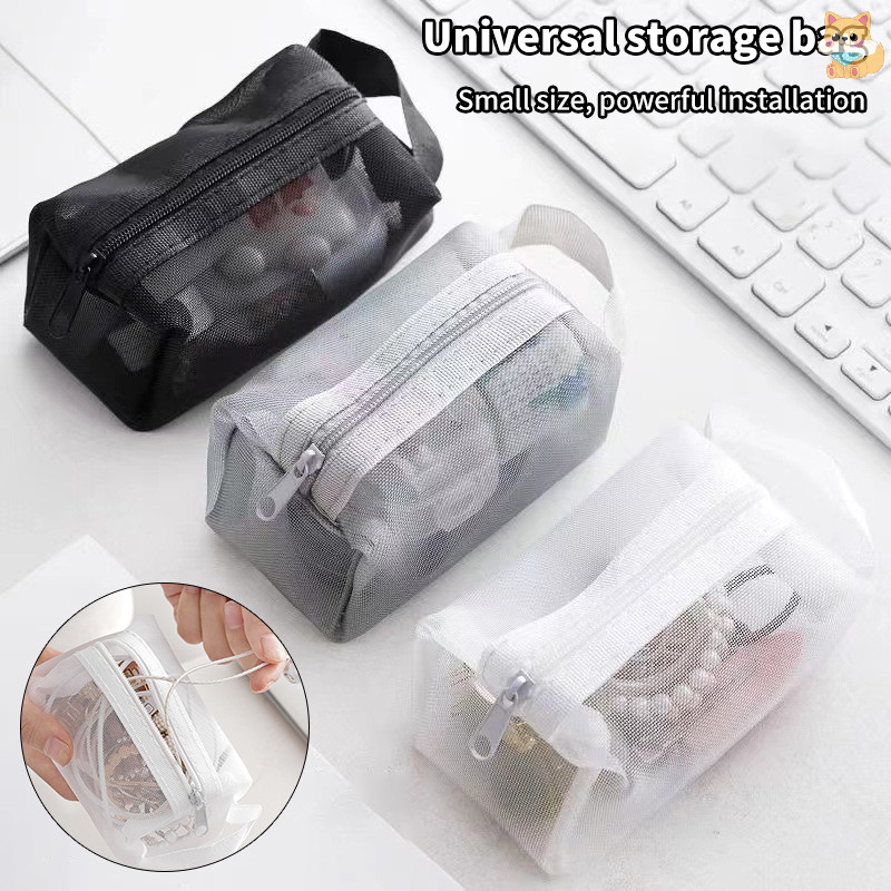 [VI] 1pc Travel Mesh Cosmetic Bag Zipper Makeup Bag For Women Wash Toiletry Bag Makeup Organizer Portable Storage Pouch TH