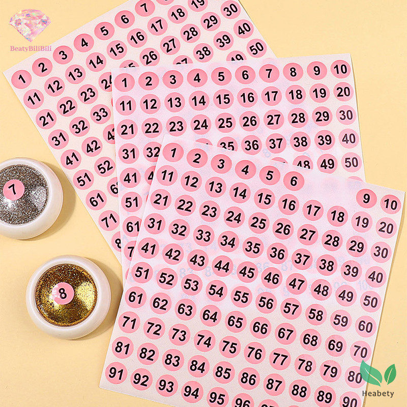 เฮอะเบตี้ 1แผ่น1-100จํานวนสติกเกอร์ฉลากสําหรับยาทาเล็บสีเจลเคลือบเงาเครื่องหมายจํานวนป้ายดิจิตอลเล็บเครื่องมือใหม่