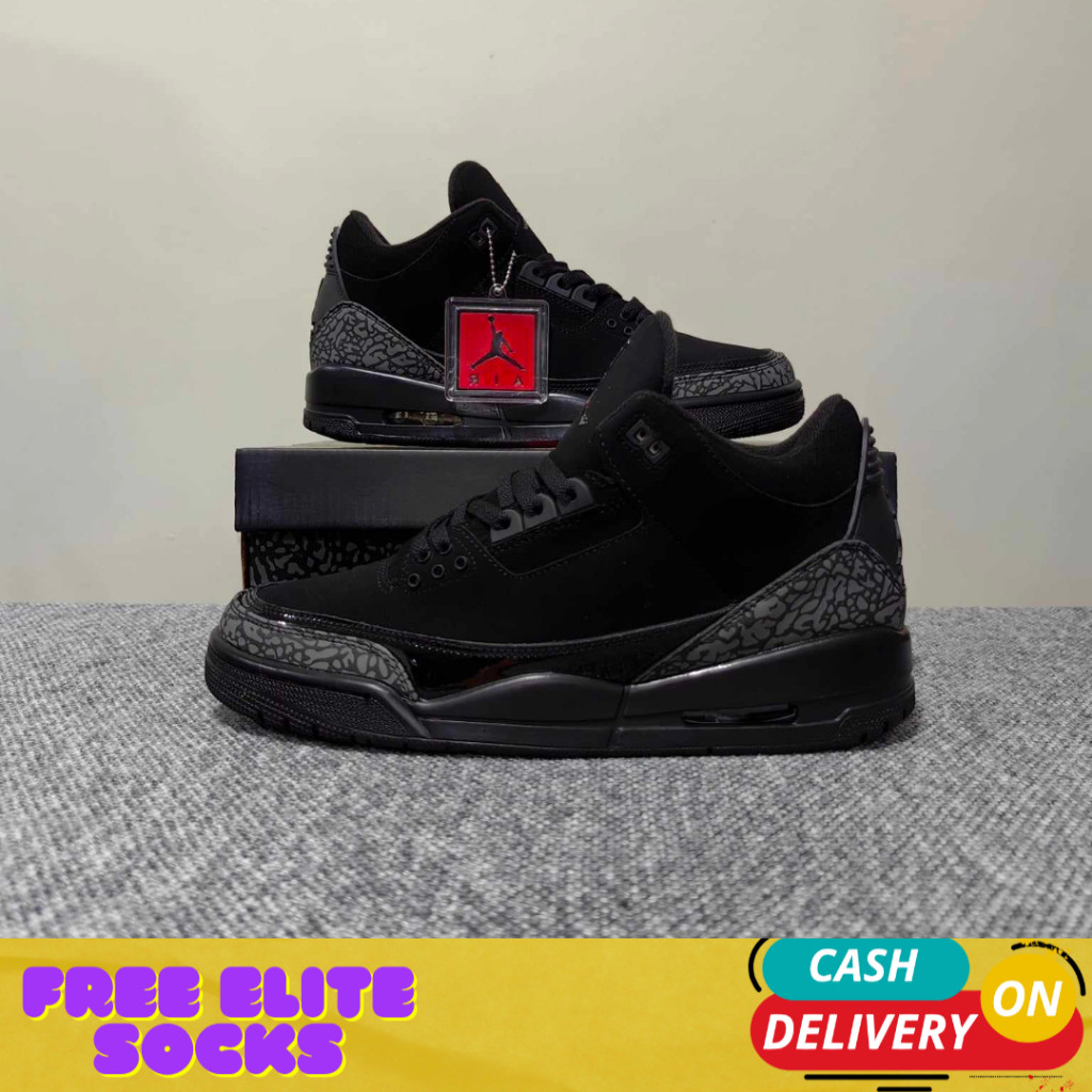 Aj3 รองเท้ารองเท้าผ้าใบแมวดํา