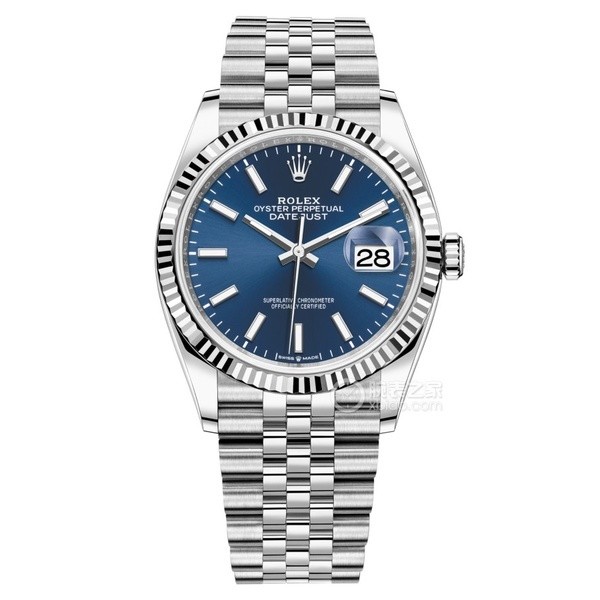 Charm นาฬิกาแฟชั่นผู้ชาย, Rolex Datejust Classic Deep Blue Dial RZ71 High-End Casual สายสแตนเลสเครื่