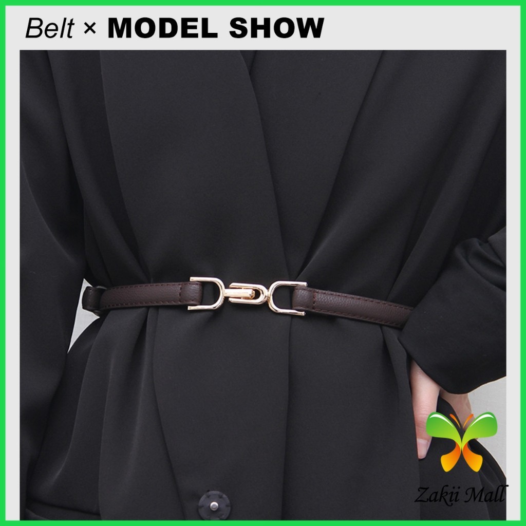 Z.M. เข็มขัด แบบบาง ปรับความสั้น ยาวได้ แฟชั่นเรียบง่าย สไตล์เกาหลีเรโทร สําหรับผู้หญิง PU Belt - รูปที่ 4