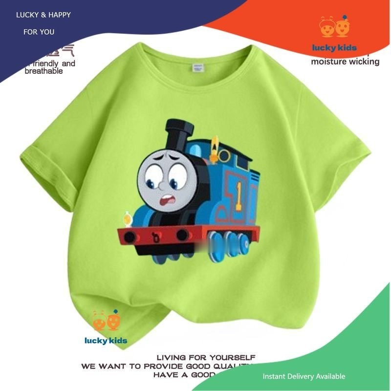 เสื้อยืดเด็ก thomas & friends-17 ผ้าฝ้าย 100% ระบายอากาศได้สบายและยืดหยุ่นไม่ง่ายที่จะเปลี่ยนรูปไม่จางหาย LUCKY KIDS