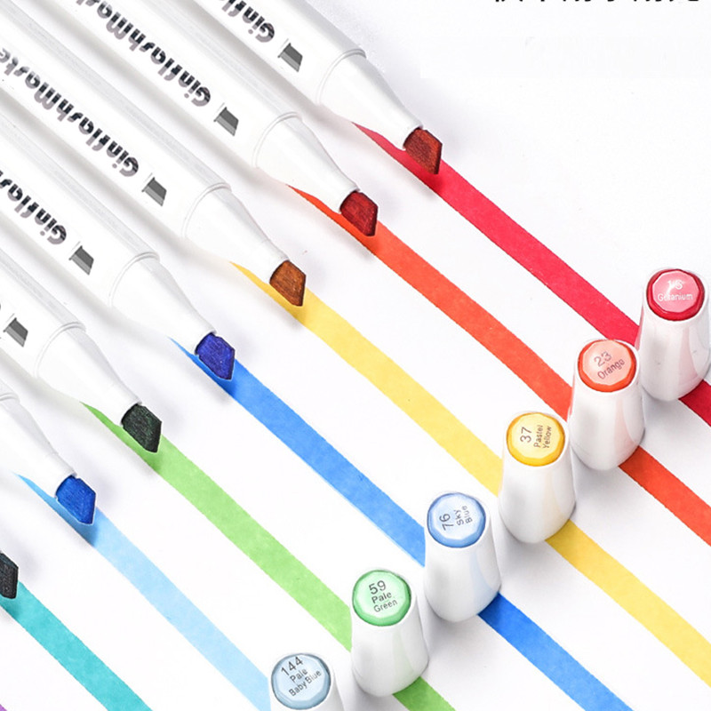 Ginflash Chisel และ Fine Tip การ์ตูน Art Marker ปากกา Sketch แอลกอฮอล์ตามเครื่องหมาย Dual เคล็ดลับสมุดระบายสี Manga วาดภาพเคลื่อนไหว - รูปที่ 2