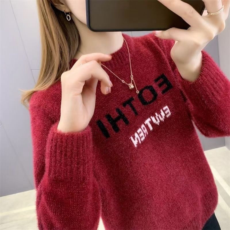 ข้อเสนอพิเศษเสื้อสเวตเตอร์ Chenille หนาคอกลมฤดูใบไม้ร่วงและฤดูหนาวใหม่มิงค์หลวม bottoming ถักเสื้อสเวตเตอร์สไตล์ตะวันตก