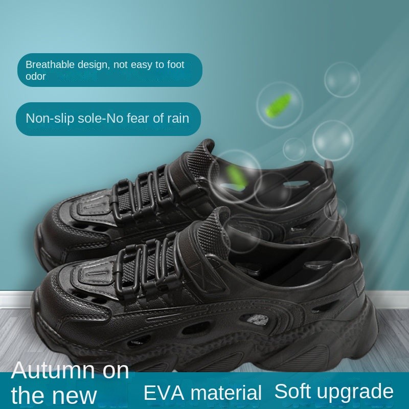 รองเท้าแตะผู้ชายคุณภาพสูง EVA หนา Soled รองเท้าแตะ Hollow Design ตกปลากลางแจ้ง Wading Anti-Slip สวมใส่ @-