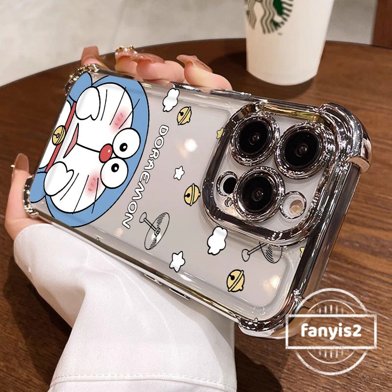 สําหรับvivo Y04 Y19s Y18 Y03 Y28 Y27S Y17S Y16 Y20I Y21 Y33 Y20 Y12S Y12A Y36 Y02T Y50 Y22 V29 ปลอกการ์ตูนมุมเคสโทรศัพท์โดราเอมอนป้องกันการล่มสลายชุบใสถุงลมนิรภัย