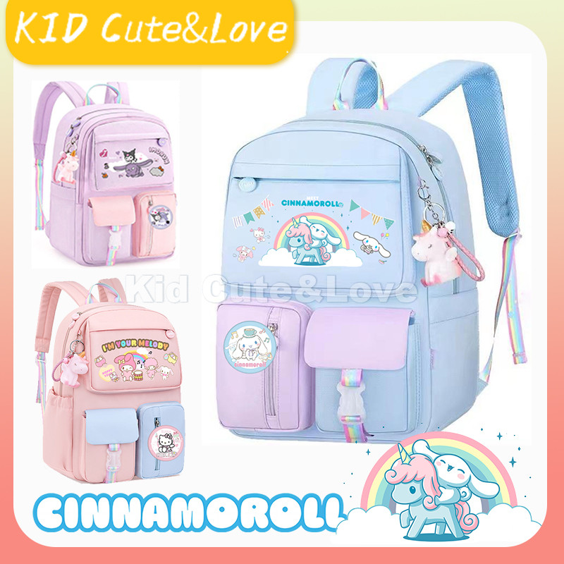 พร้อมส่ง 43 ซม. Kuromi กระเป๋าสะพายคูโลมิ กระเป๋าเรียนสีน่ารัก สดใส ลายการ์ตูน เหมาะกับเด็กๆ สินค้าพร้อม กระเป๋า