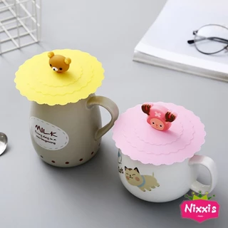 NIS ฝาปิดซิลิโคนถ้วยแก้ว ที่จับเป็นการ์ตูน ขนาด10cm นำกลับมาใช้ใหม่ได้ Cup Lid