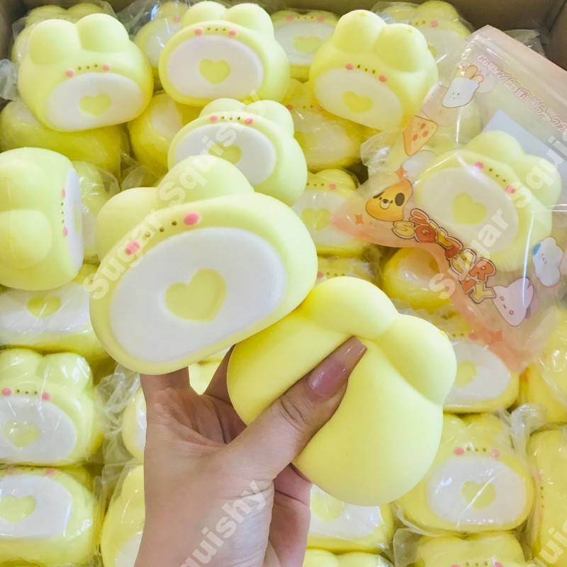 Sugar สกุชชี่ แยมโรลหัวใจกระต่าย สีเหลืองพาสเทลพาสใจ น่ารัก ชิ้นใหญ่ หอม นุ่ม สโลว์มาก~
