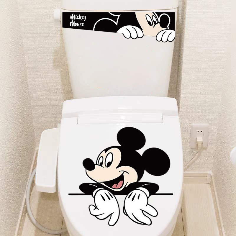 การ์ตูนเมาส์ห้องน้ําสติกเกอร์น่ารักมิกกี้ห้องน้ําปกสติกเกอร์ตกแต่งบ้าน