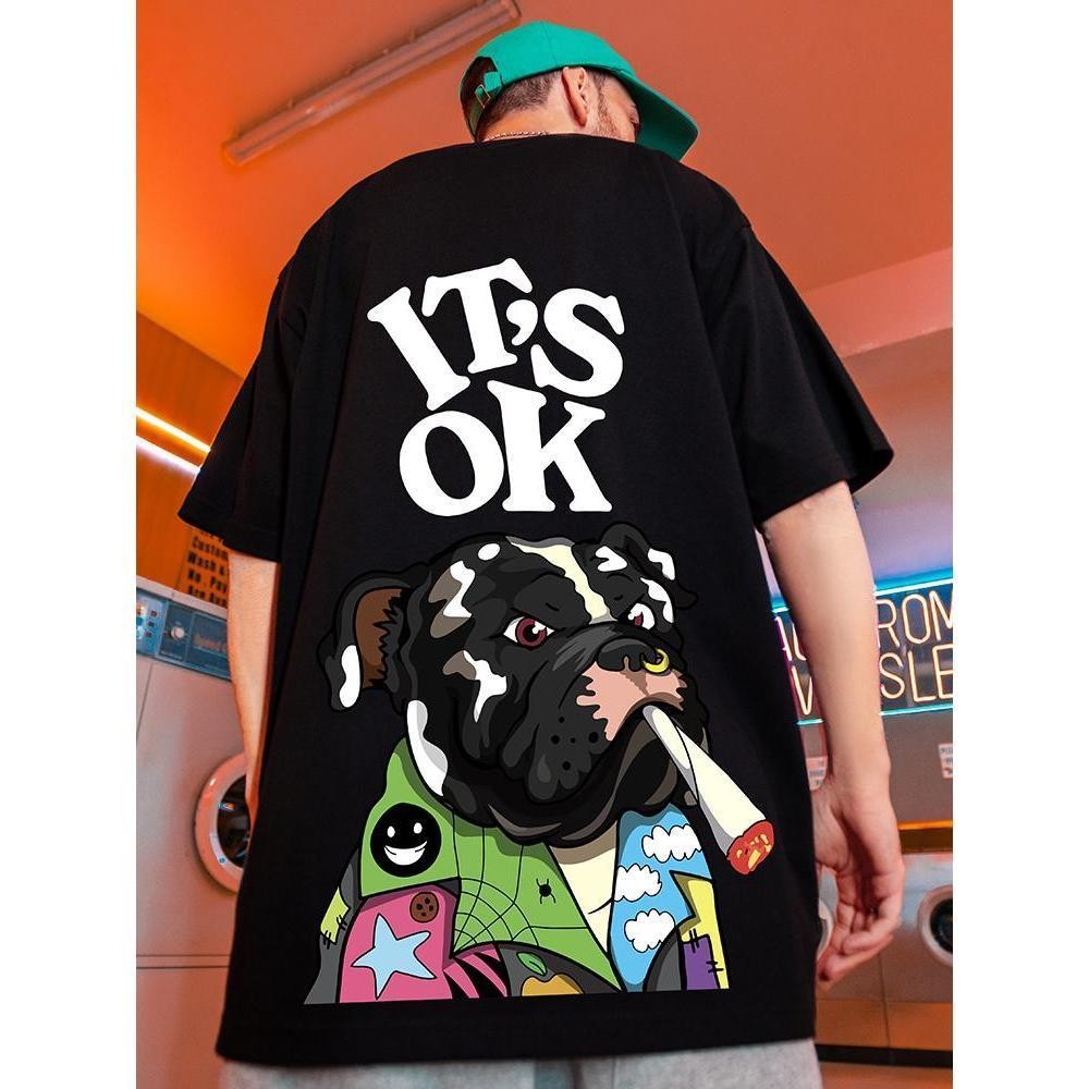 【UT】พร้อมส่ง! เสื้อยืดOversize ผ้าCOTTON100%ลาย "IT'S OK" เนื้อผ้าเกรดพรีเมียม คอกลม ใส่สบาย