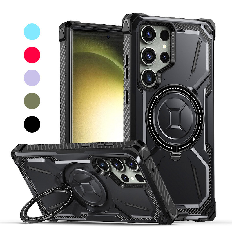 เคสโทรศัพท์แม่เหล็กขาตั้งชาร์จไร้สายสําหรับ Samsung S24 S23 Ultra S22 Plus S24 Ultra ทหารกันกระแทก