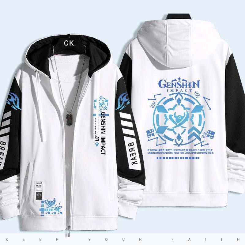 Jason Genshin Impact Wanderer Balladeer เสื้อโค้ทซิป Hoodie แจ็คเก็ตเสื้อสเวตเตอร์ถักเสื้อกันหนาว Unisex แขนยาวคอสเพลย์