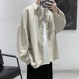 56MEN Men Shirt Fashion C601 เสื้อเชิ้ตผู้ชาย เสื้อลูกฟูก เชิ้ตแขนยาว สีพื้น เสื้อคลุม เชิ้ตลำลอง