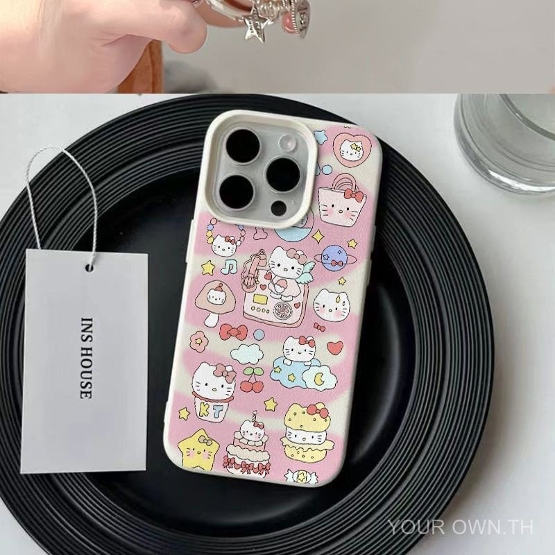 Cloud Hello Kitty Premium Leather เคส iPhone สำหรับ iPhone 7 plus/8 PLUS/11 Pro/13 Pro/x/xr/XS Max-แฟชั่นและทนทาน